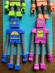 Pop Tubes Toys Robot Walmart Kids, Green, Blue, Pink, Orange