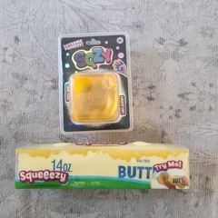 SQZY Squishy Gem Cube Light Up Squeeze Toy & Sunny Days Squeezy Butter 14 oz