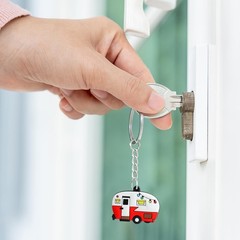 2 Pack Camper Keychain Double-Sided RV Camper Keyring Couple Camping Gifts fo…