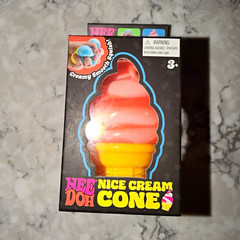 Nee Doh Nice Cream Cone Tactile Squeeze Toy, Pink/Red/Orange/Yellow, 3+