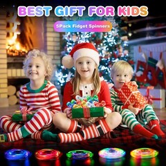 FIGROL 5 Pack Fidget Spinner, Light Up Small, Blue&white&green&yellow&red