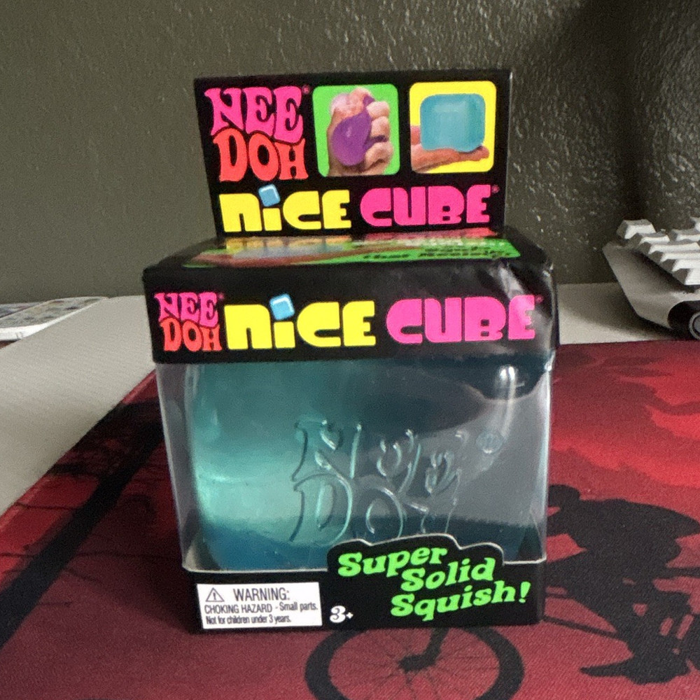 Schylling NeeDoh Nice Cube Super Solid Squish Squeeze Toy, Blue, 3+ (26014HY)