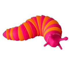VIRAL Fidget Sensory Toy NEON PINK/ORANGE Sensory Slug 7” Plastic Wiggling Slug