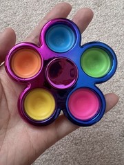 FIGROL Rainbow Multicolor Fidget Hand Spinner w/ Pop Bubbles Round Case