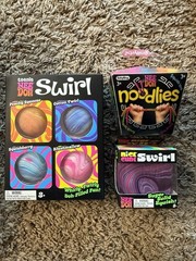 NeeDoh Nice Cube Swirl + Teenie Swirl 4 Pack + Noodlies NEW Sensory Bundle