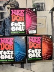 AUTHENTIC Needoh Fuzzball The Velvet Squeeze New Lot of 3 Purple, Orange, Pink