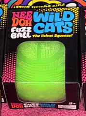 Nee Doh Wild Cats Fuzz Ball Velvet Squeeze Toy, Green, Ages 3-5
