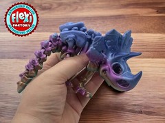 Flexi Triceratops/ Dinosaur Articulated 3D Printed Fidget Toy. Authorized Seller
