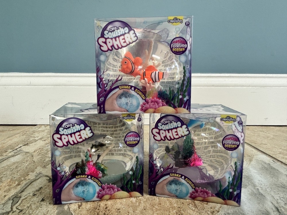 3 ORB Viral Squish-O Sphere Fidget Stress Toy Sharks Dolphin Fish Nemo Squishy