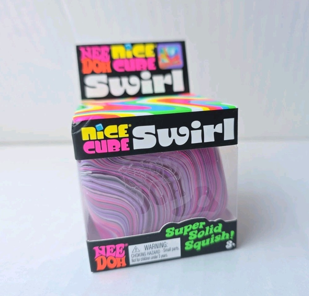 PURPLE/PINK Schylling NeeDoh Nice Cube – SWIRL – Super Solid Squish – AUTHENTIC