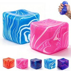 2 Pack Ice Cube Squishy Stress Relief Cube, 2.2 Inch Sensory Squeeze Cubes,…
