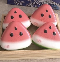 2 PCS- Squishy Watermelon Pink & Green Squeeze Toy Cute Squishies For Kids Gift