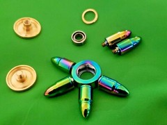 Rainbow Solid Brass Bullet Fidget Spinner Toy Removable Bearing Stocking Stuffer