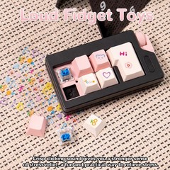 Keyboard Fidget Toys, Pink Loud Clicker 1 inch, Black
