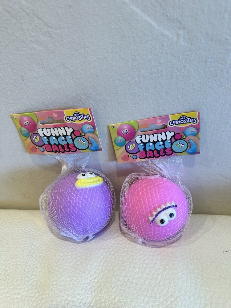 Orb Curiosities Funny Face Balls Squishy (Purple & Pink) Viral – Set Of 2