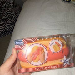 Sunny Days Squish Hot Dog 2 in 1 Tactile Squeeze Toy Yellow Orange Red 2025