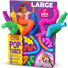 Nutty Toys Pop Tubes – Large 4-Pack Sensory – Creative Large, Multicolor