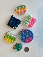 Assorted Lot Of 6 Multicolor Pop Fidget Toys keychains Party favors