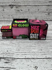 Pink Needoh Lot FUZZ BALL Flower Power Nice Cube Glow Ice Baby Nee Doh Squishy