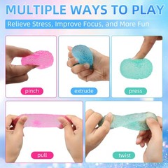 Faukait 3Pcs Squishy Textured Stress Balls Silky Soft Memory Gel Squeeze Balls