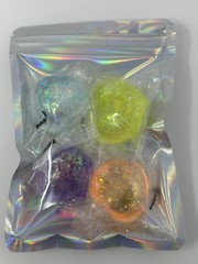 New 4x Squishy Sensory Toy Glitter Squeezy Sparkle Sugar Hearts