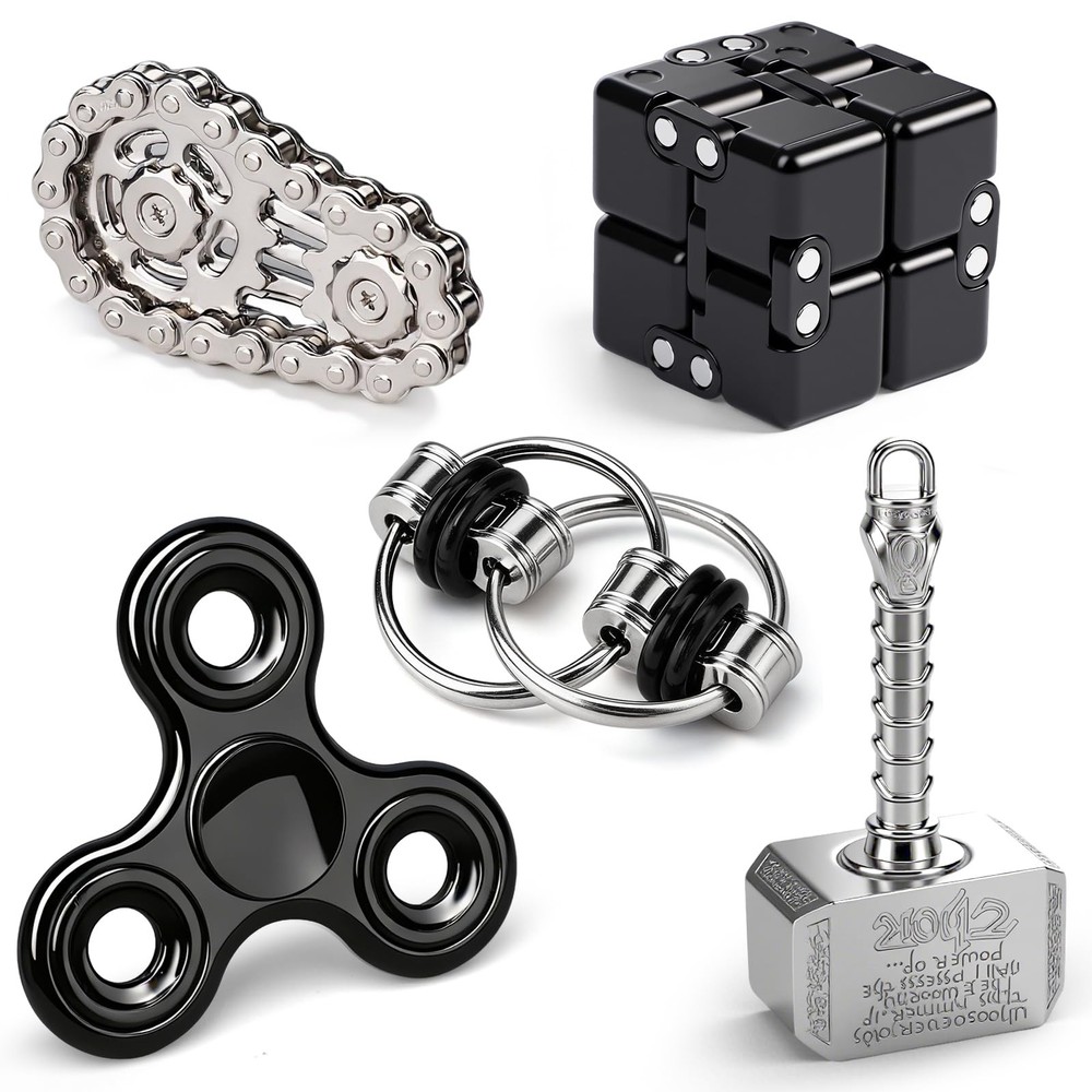 5 Pcs Fidget Toys Teen & Adult Metal Fidgets Spinner Cool Hammer Hand…