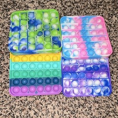 Set of 4 Multicolor Pop-It Fidget Sensory Toys for Ages 3-4, 4-7, 8-11 Years