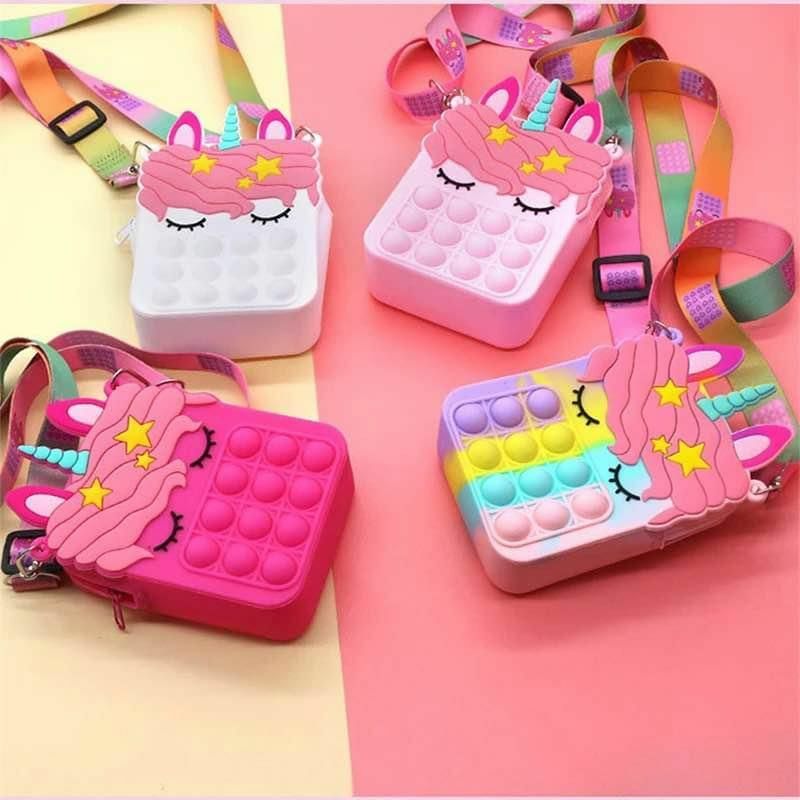 Unicorn Purse – Silicone Toy – Popper Purse, Size: 13cm x 11 cm x 8.6 cm