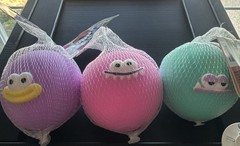 Funny Face Squishy Balls, Bundle Of 3: Purple, Teal & Pink. Smushers Dupe. NEW