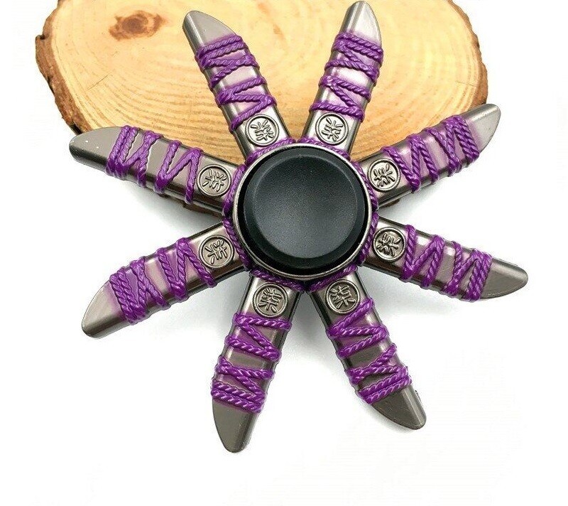8 Arms Pretty Purple Metal Fidget Spinner Japanese Kids Hand Spinning Toy XMAS
