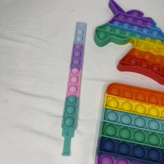 Pop It Fidget Toys 5pc Silicone Sensory Bubble Unicorn Rocket Rainbow Bracelet