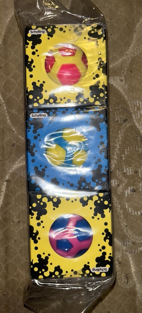RARE AUTHENTIC Schylling NeeDoh Atomic Squeeze Ball Set of 3 Blue Pink Yellow