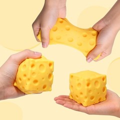 Cheese Squeeze, Soft Squishy Cheese Block Squeeze Fidget Toy for Stress Relief