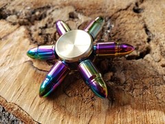 Rainbow Solid Brass Bullet Fidget Spinner Toy Removable Bearing Stocking Stuffer