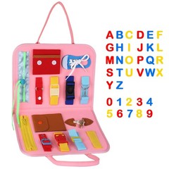 Kids Busy Board Montessori Sensory Toy for Toddlers – Pink