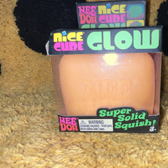 Nee Doh Nice Cube Glow Super Solid Squish Squeeze Toy Orange Ages 3+ 25330HY