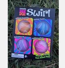 NeeDoh Teenie Swirl 4-pack, Nee Doh Mini Squishy Stress Balls, Set Of Four
