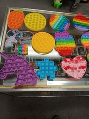 LOT OF 20- Colorful Pop It Popper Fidget Sensory Toys- Various Shape Size Colors