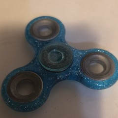 Blue Silver Glitter Hand Spinner Fidget Toy with 608 Bearing