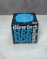Needoh Nee Doh Teenie Sensory Squeeze Toy Mini Glow In The Dark Blue 1.25″