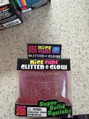 Nee Doh Nice Cube Glitter & Glow Super Solid Squish Pink Blue Purple 26048HY