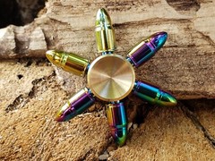 Rainbow Solid Brass Bullet Fidget Spinner Toy Removable Bearing Stocking Stuffer