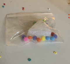 Homemade taba cheese squishy comes with back and Pom poms