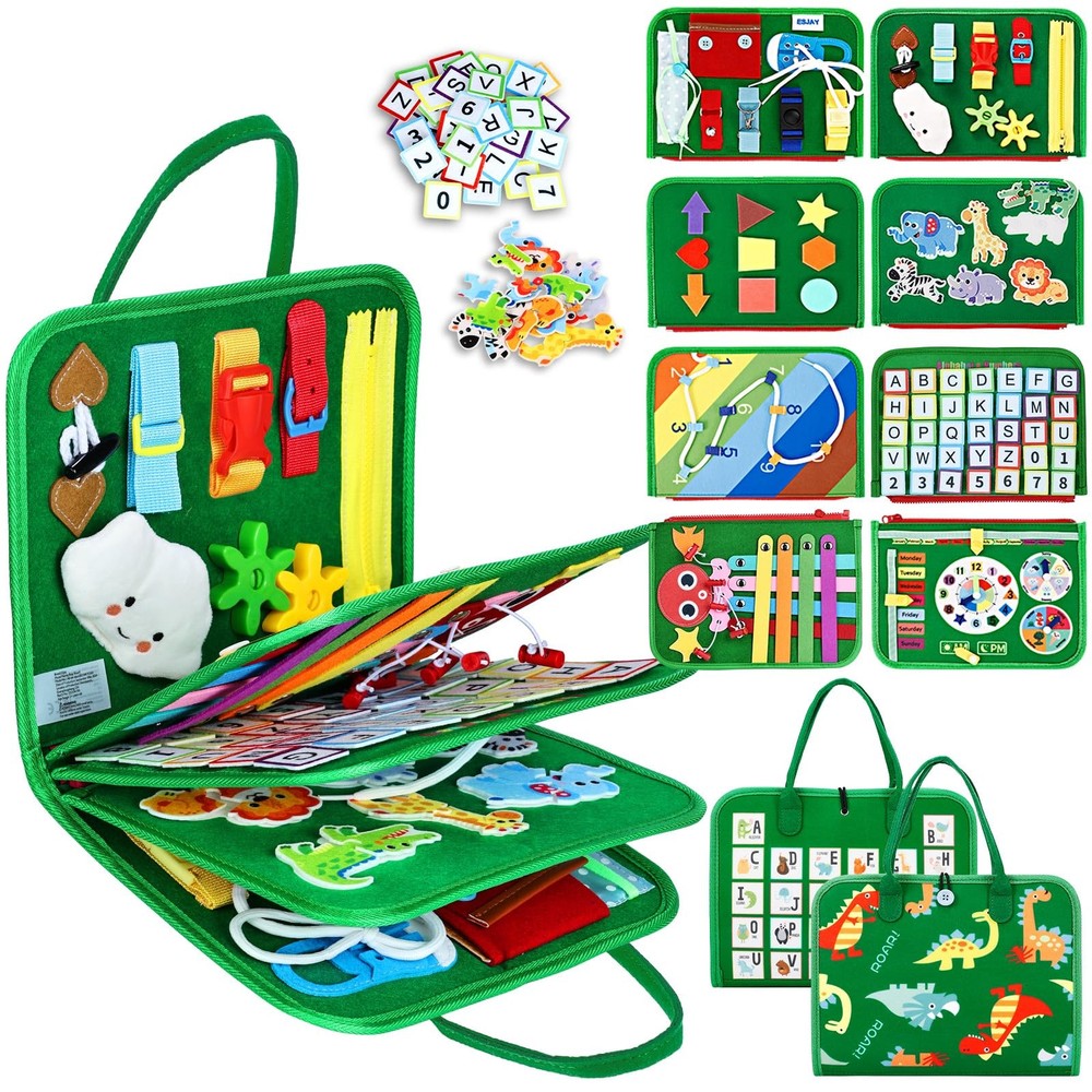 Esjay Toddler Busy Board Montessori Toys for Boys Medium, Green Multipages