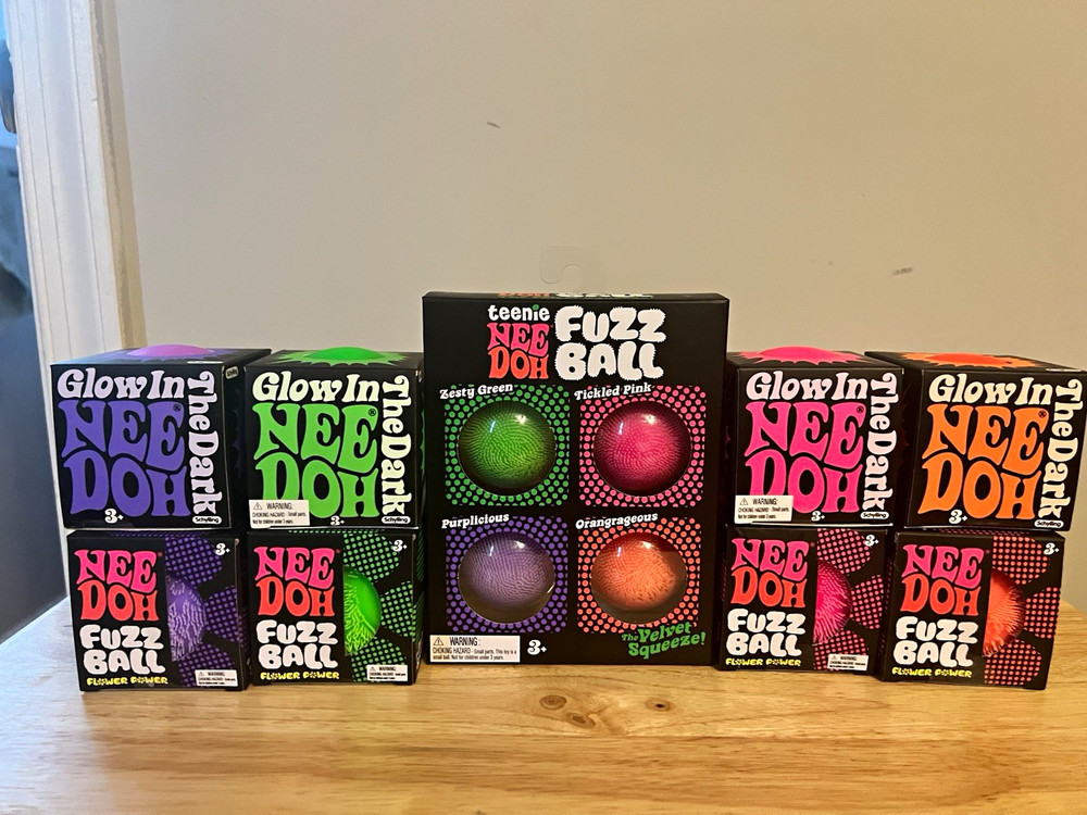 Lot 9 Schylling NeeDoh Authentic Fuzz Ball, Glow In The Dark, Teenie Fuzz Ball