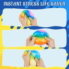 Giant 4-Inch Rainbow Stress Ball -Jumbo Big Squeeze Relief! 1Pack,