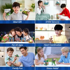 TOSY Magnet Fidget Spinner Glow – 16 Blocks, 3in1 Toy: Transformable a