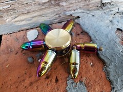 Rainbow Solid Brass Bullet Fidget Spinner Toy Removable Bearing Stocking Stuffer