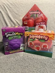 Lot 3 Squishy Sunny Days SmushMart Grape 🍇 Peach 🍑 Cherry 🍒 Squeeze Toys RMS