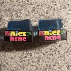 NeeDoh Nice Berg Blue XL Giant Nee Doh Niceberg Solid Squish Cube Lot Of 2